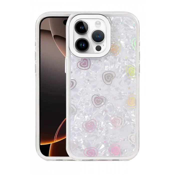 Mey İthalat®   iPhone 16 Pro Max Lumi Desenli Kapak - Beyaz