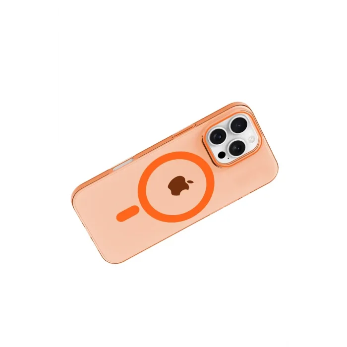 Mey İthalat®   iPhone 16 Pro Max PC Blank Magsafe Kapak - Turuncu