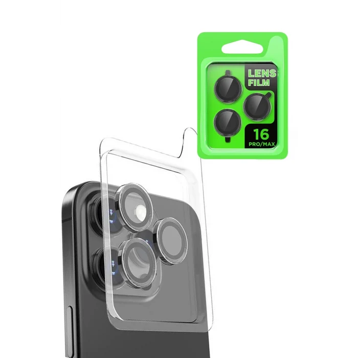 Mey İthalat®   iPhone 16 Pro Max Raze Metal Kamera Lens - Siyah