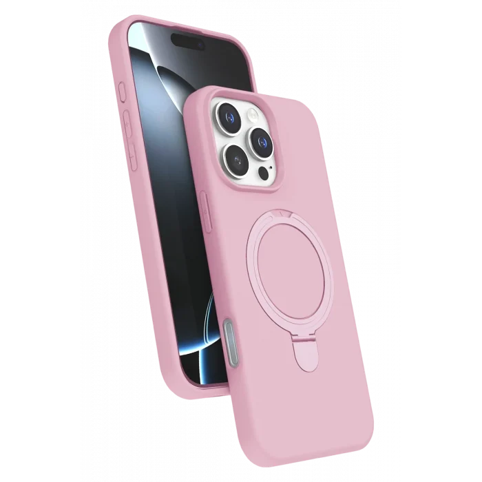 Mey İthalat®   iPhone 16 Pro Regal Magsafe Standlı Kapak - Açık Pembe