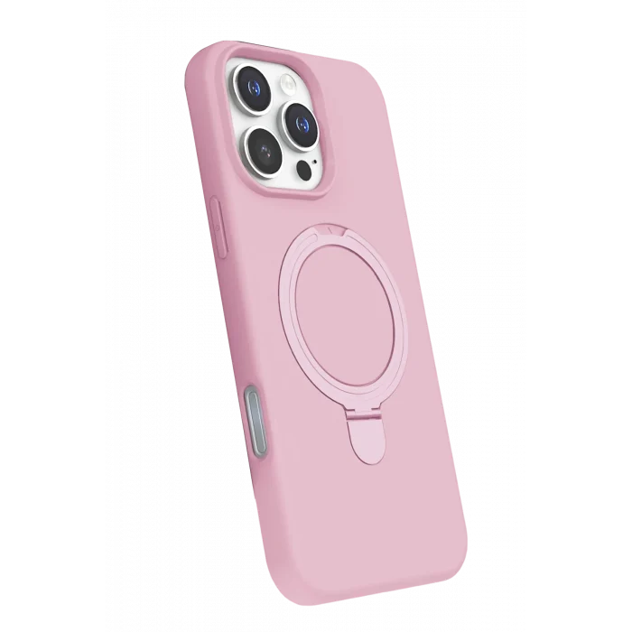 Mey İthalat®   iPhone 16 Pro Regal Magsafe Standlı Kapak - Açık Pembe