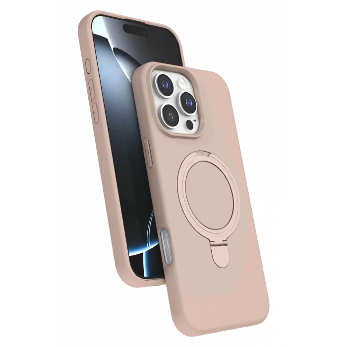Mey İthalat®   iPhone 16 Pro Regal Magsafe Standlı Kapak - Çöl Titanyum