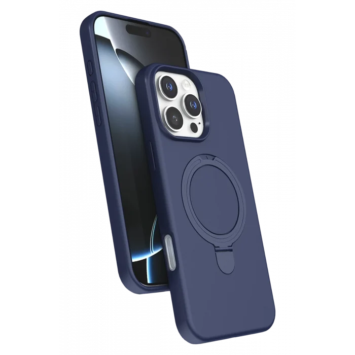 Mey İthalat®   iPhone 16 Pro Regal Magsafe Standlı Kapak - Lacivert