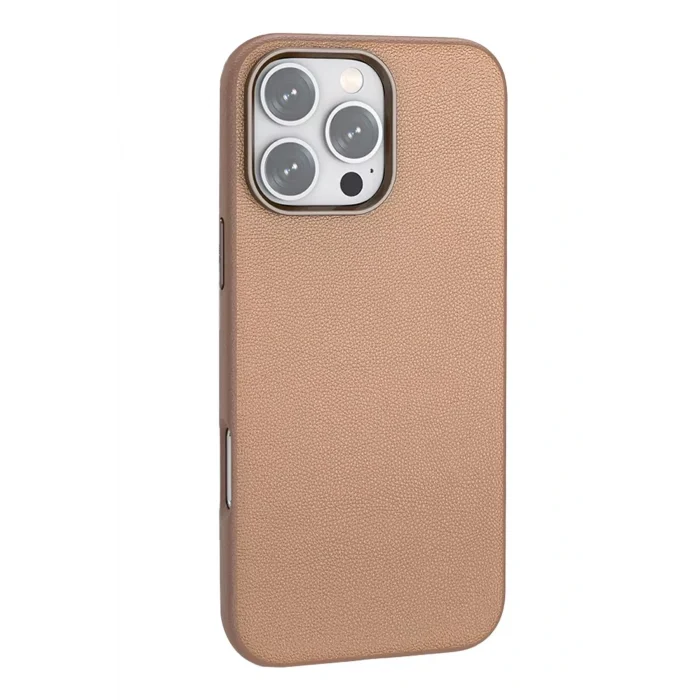 Mey İthalat®   iPhone 16 Pro Wonder Deri Magsafe Kapak - Bronz