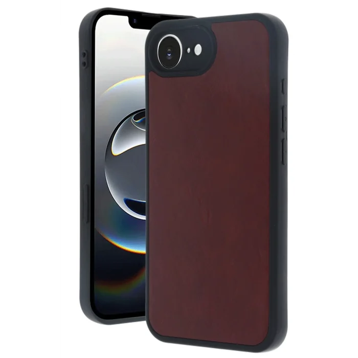 Mey İthalat®   iPhone 16E Kılıf Aras Deri Kapak - Bordo