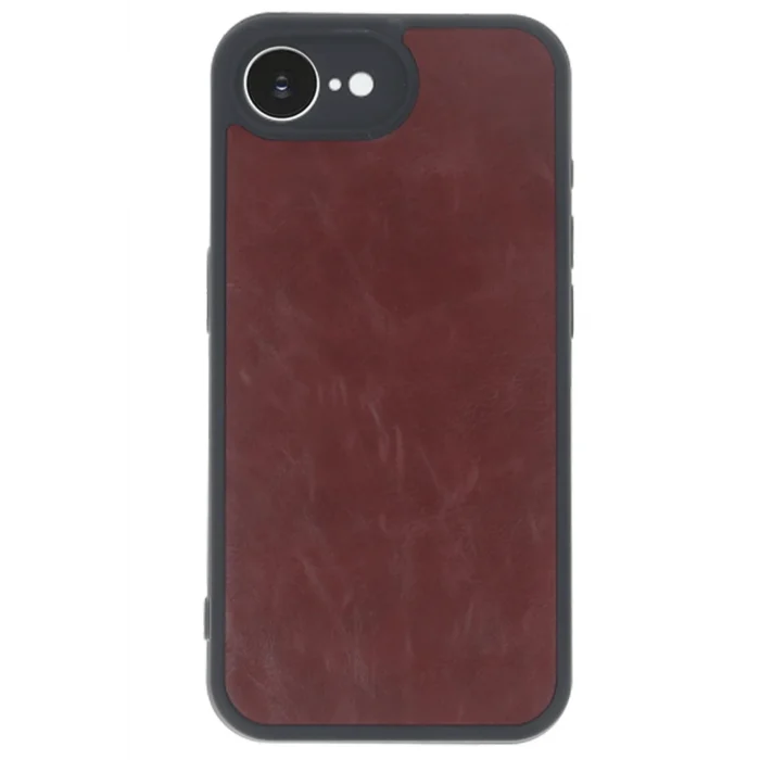 Mey İthalat®   iPhone 16E Kılıf Aras Deri Kapak - Bordo