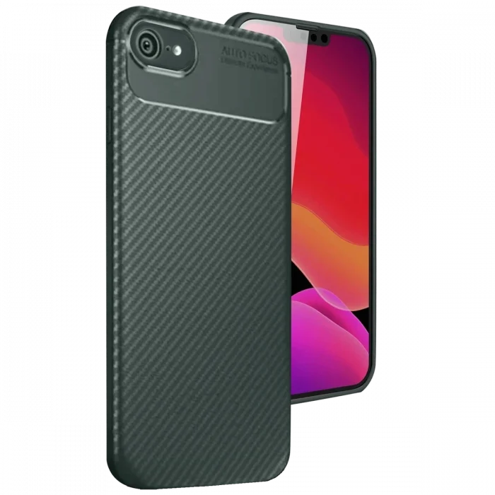 Mey İthalat®   iPhone 16E Kılıf Auto Focus Karbon Kapak - Koyu Yeşil