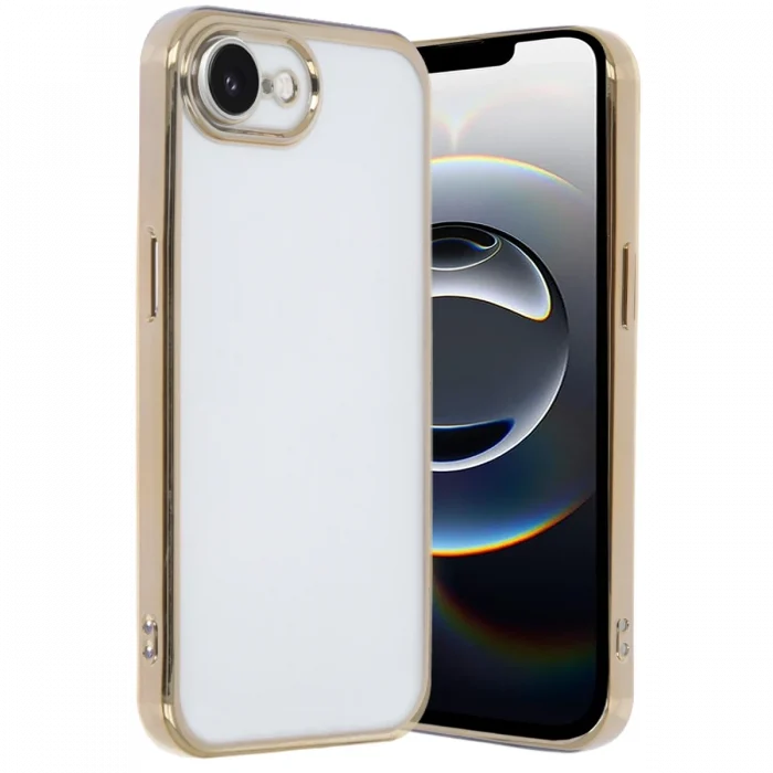 Mey İthalat®   iPhone 16E Kılıf  Lensli Silikon - Gold