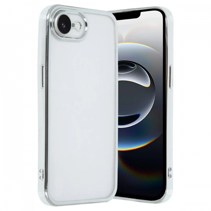 Mey İthalat®   iPhone 16E Kılıf  Lensli Silikon - Gümüş