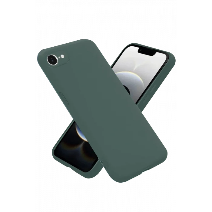 Mey İthalat®   iPhone 16E Kılıf Nano içi Kadife Silikon - Koyu Yeşil