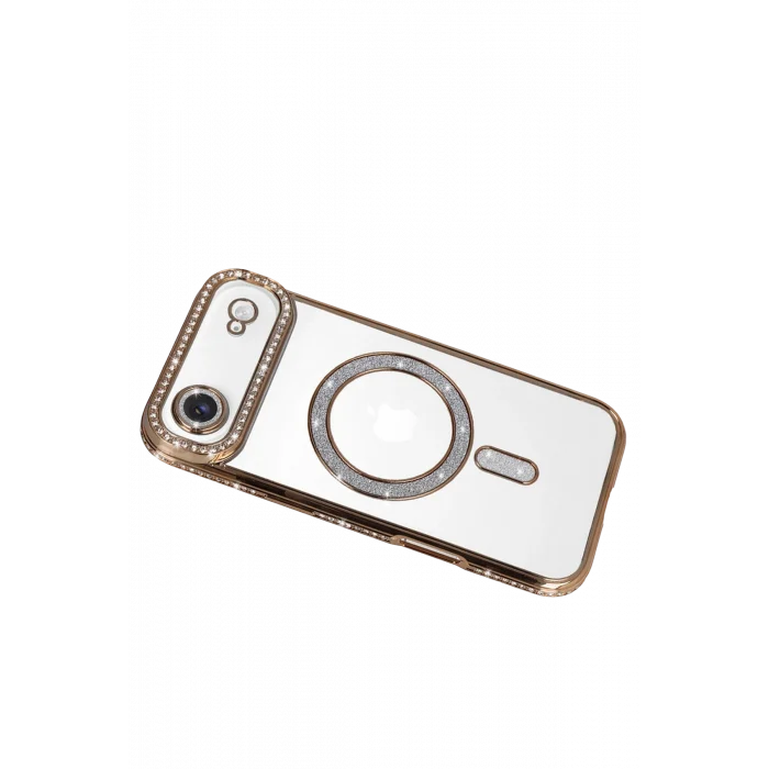 Mey İthalat®   iPhone 17 Air Joke Simli Magneticsafe Kılıf - Gold