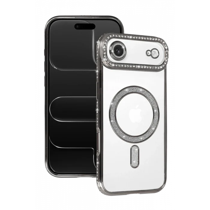 Mey İthalat®   iPhone 17 Air Joke Simli Magneticsafe Kılıf - Gümüş