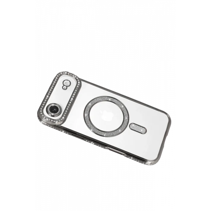 Mey İthalat®   iPhone 17 Air Joke Simli Magneticsafe Kılıf - Gümüş