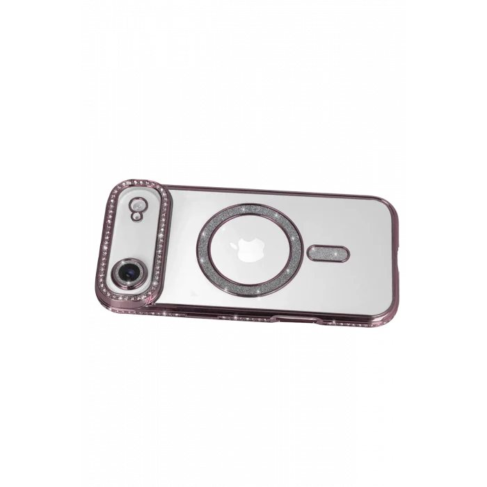 Mey İthalat®   iPhone 17 Air Joke Simli Magneticsafe Kılıf - Pembe