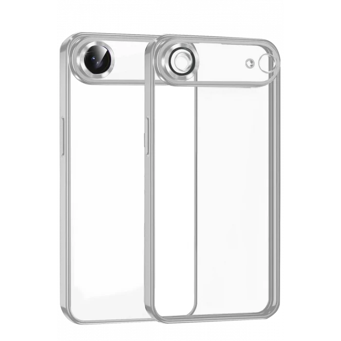 Mey İthalat®   iPhone 17 Air  Lensli Silikon - Gümüş