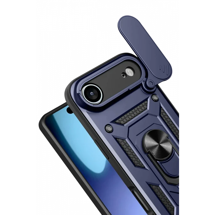 Mey İthalat®   iPhone 17 Air Pars Lens Yüzüklü Silikon - Lacivert