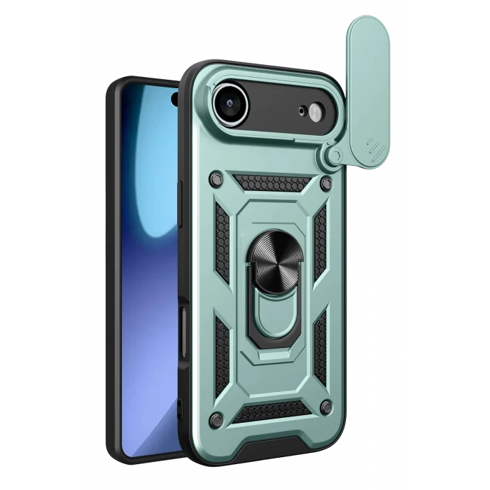 Mey İthalat®   iPhone 17 Air Pars Lens Yüzüklü Silikon - Yeşil