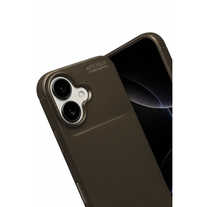 Mey İthalat®   iPhone 17 Auto Focus Karbon Kapak - Kahverengi