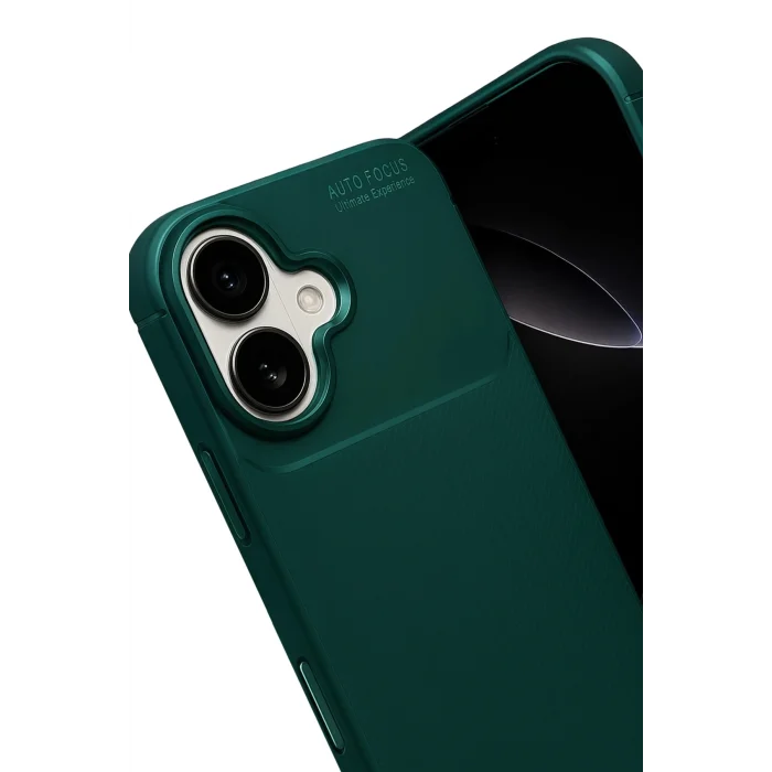 Mey İthalat®   iPhone 17 Auto Focus Karbon Kapak - Koyu Yeşil