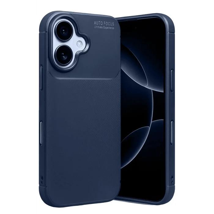Mey İthalat®   iPhone 17 Auto Focus Karbon Kapak - Lacivert