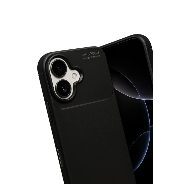 Mey İthalat®   iPhone 17 Auto Focus Karbon Kapak - Siyah