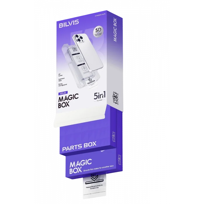Mey İthalat®   iPhone 17 Bilvis 5in1 3D Magic Cam Ekran Koruyucu - Siyah