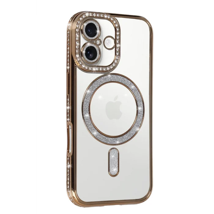 Mey İthalat®   iPhone 17 Joke Simli Magneticsafe Kılıf - Gold