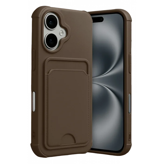 Mey İthalat®   iPhone 17 Kelvin Kartvizitli Silikon - Kahverengi