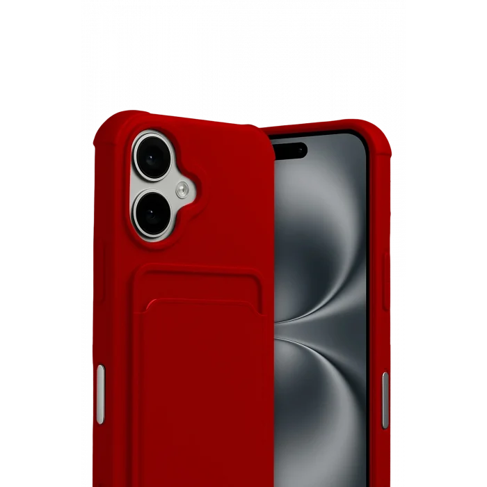 Mey İthalat®   iPhone 17 Kelvin Kartvizitli Silikon - Kırmızı