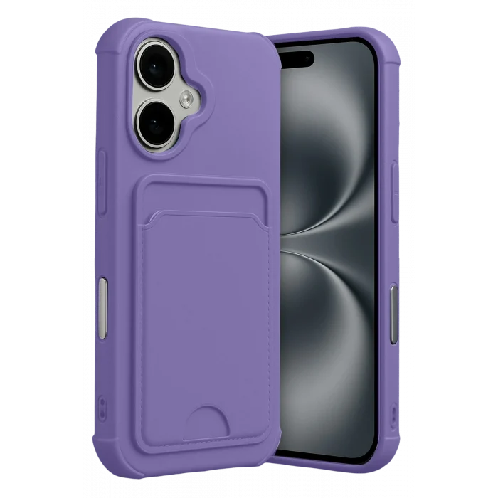 Mey İthalat®   iPhone 17 Kelvin Kartvizitli Silikon - Lila