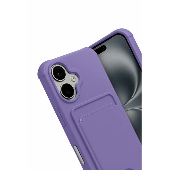 Mey İthalat®   iPhone 17 Kelvin Kartvizitli Silikon - Lila