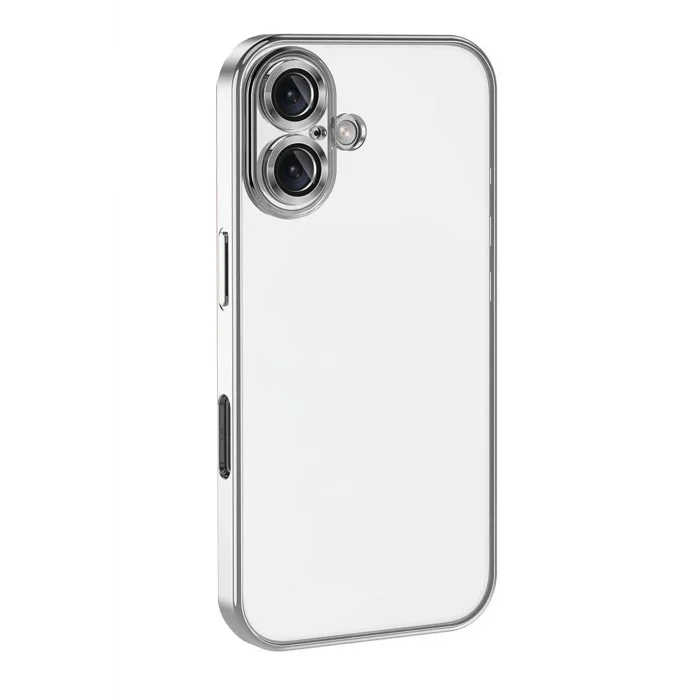 Mey İthalat®   iPhone 17  Lensli Silikon - Gümüş