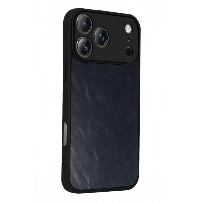 Mey İthalat®   iPhone 17 Pro Aras Deri Kapak - Lacivert