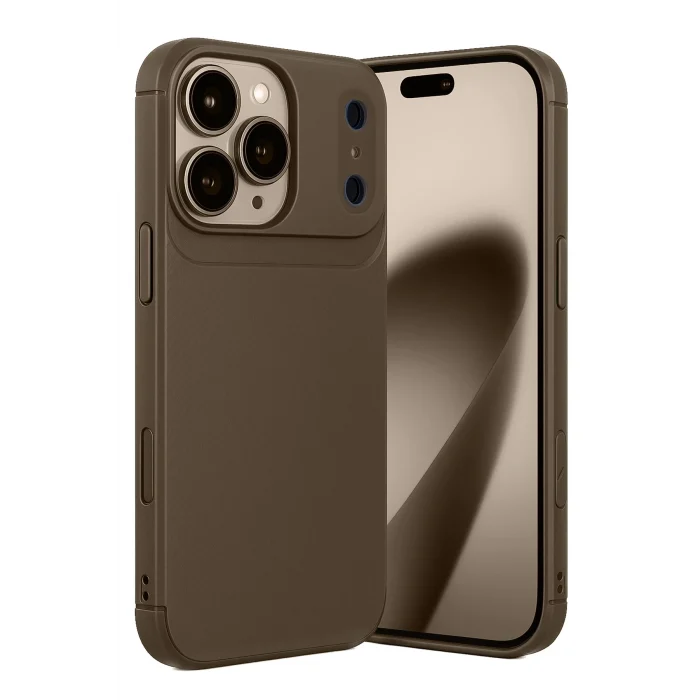 Mey İthalat®   iPhone 17 Pro Auto Focus Karbon Kapak - Kahverengi