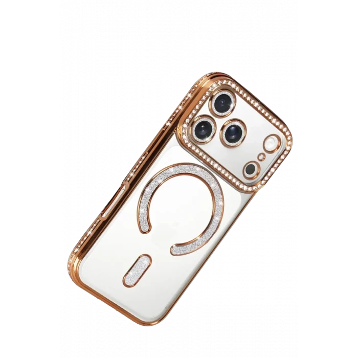 Mey İthalat®   iPhone 17 Pro Joke Simli Magneticsafe Kılıf - Turuncu