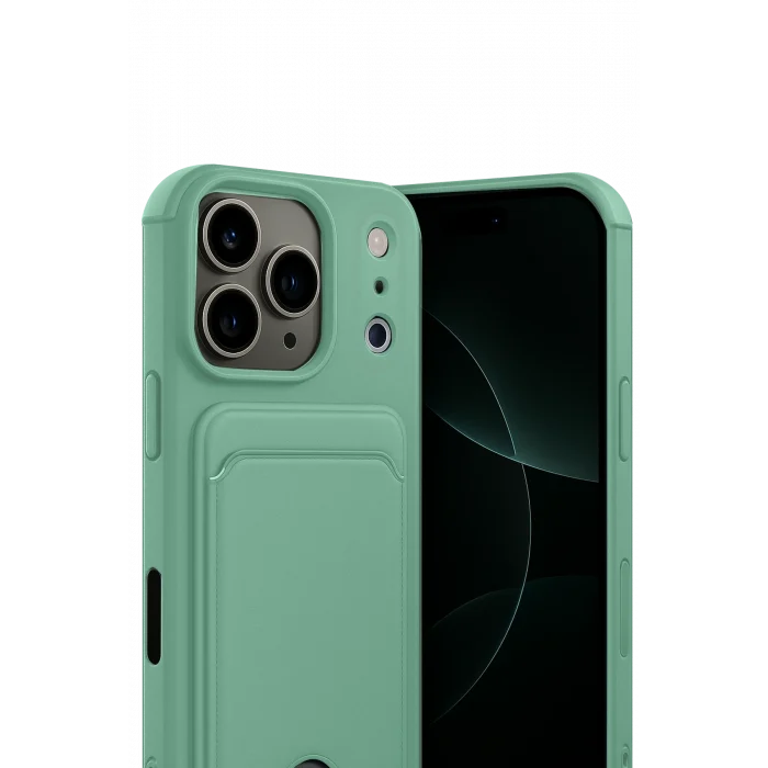 Mey İthalat®   iPhone 17 Pro Kelvin Kartvizitli Silikon - Açık Yeşil