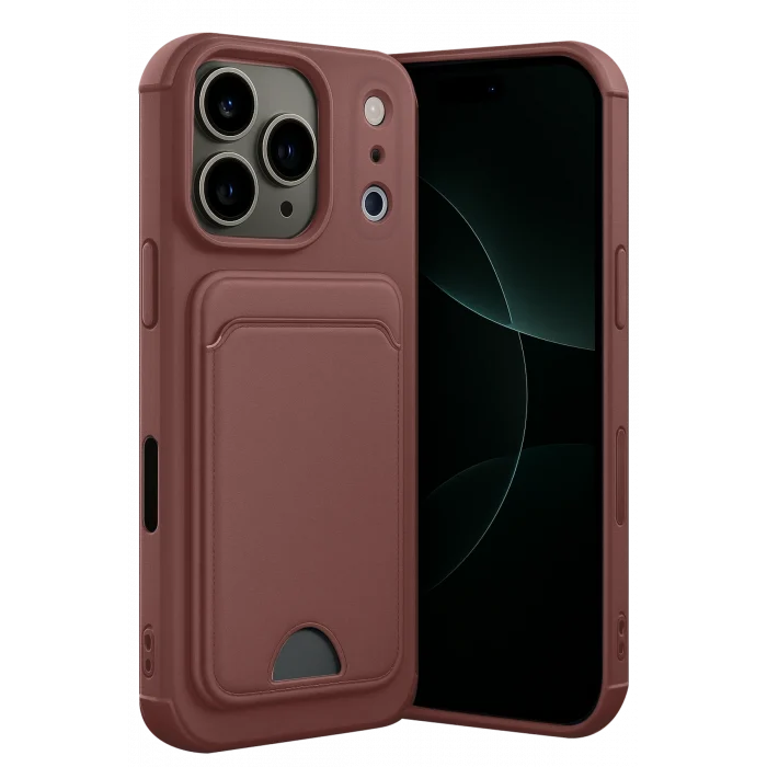Mey İthalat®   iPhone 17 Pro Kelvin Kartvizitli Silikon - Bordo