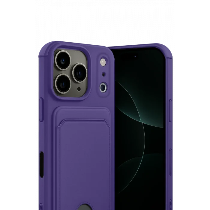 Mey İthalat®   iPhone 17 Pro Kelvin Kartvizitli Silikon - Derin Mor