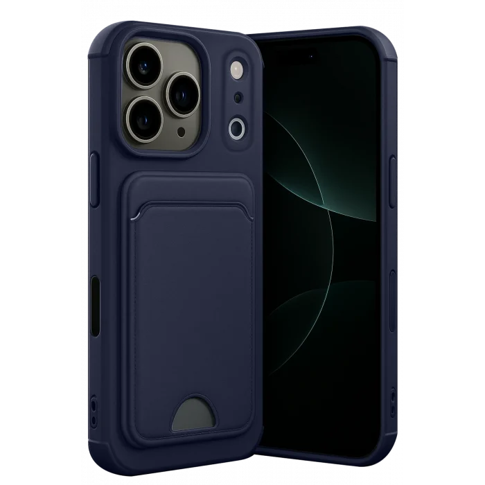 Mey İthalat®   iPhone 17 Pro Kelvin Kartvizitli Silikon - Lacivert