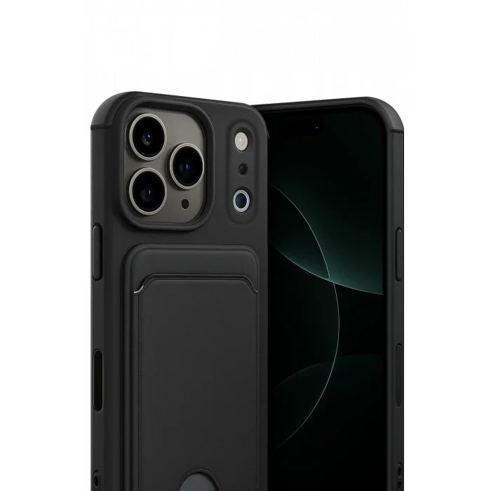 Mey İthalat®   iPhone 17 Pro Kelvin Kartvizitli Silikon - Siyah