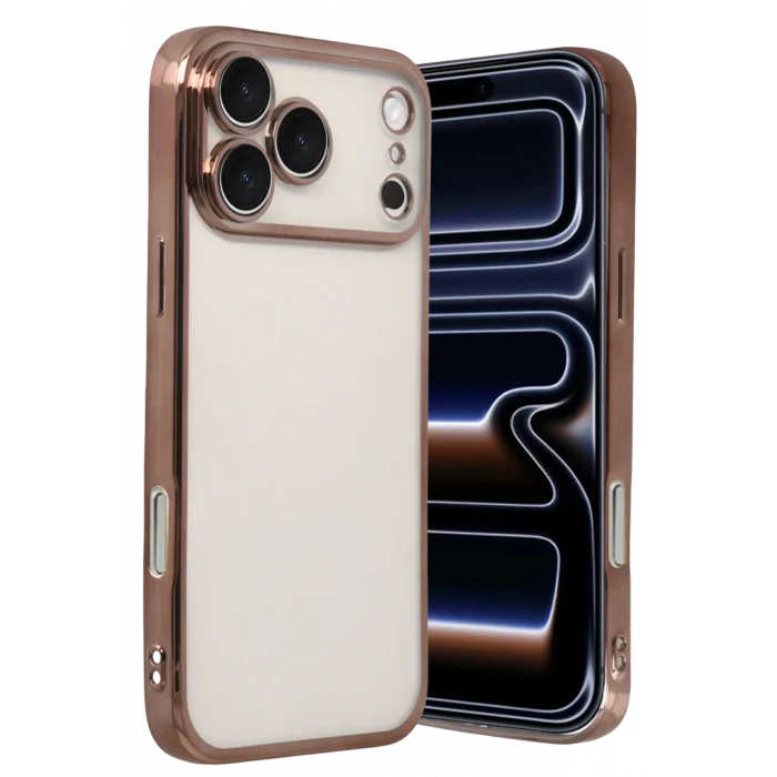 Mey İthalat®   iPhone 17 Pro  Lensli Silikon - Çöl Titanyum