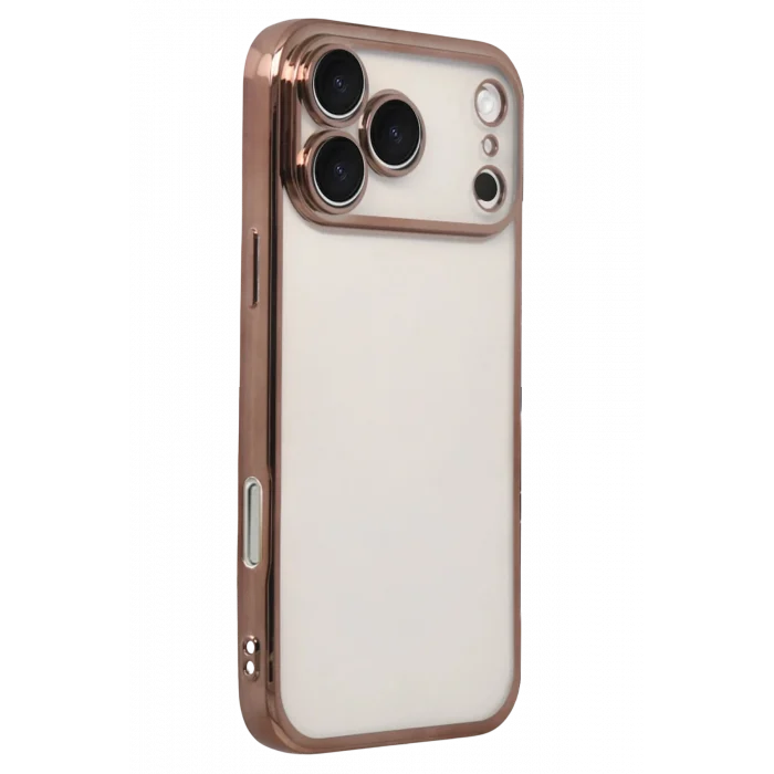 Mey İthalat®   iPhone 17 Pro  Lensli Silikon - Çöl Titanyum