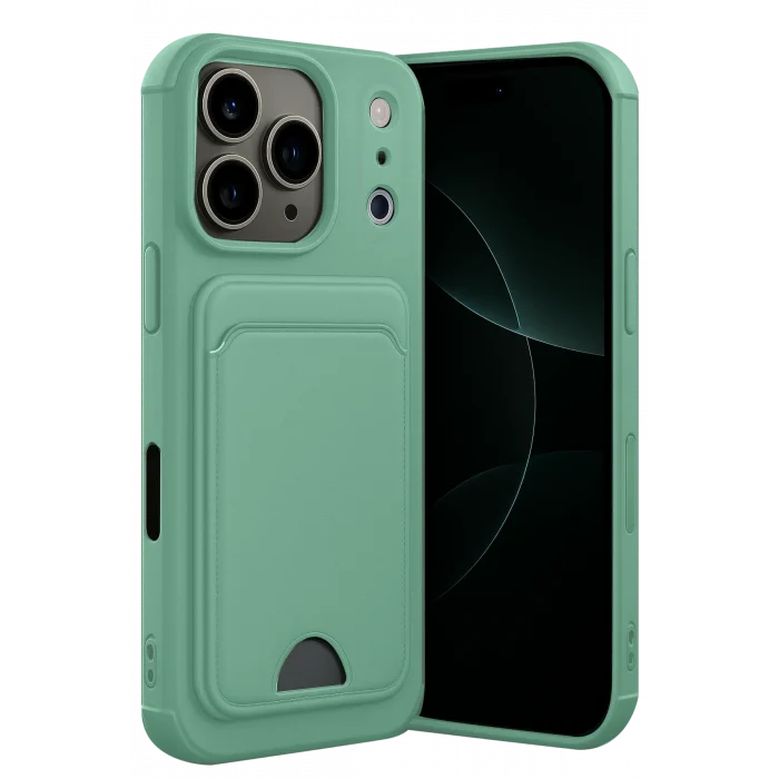 Mey İthalat®   iPhone 17 Pro Max Kelvin Kartvizitli Silikon - Açık Yeşil