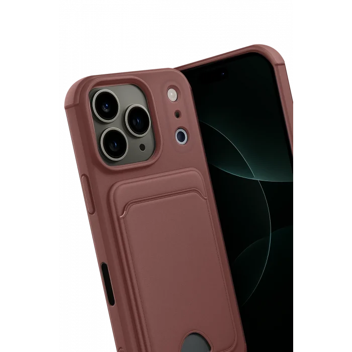 Mey İthalat®   iPhone 17 Pro Max Kelvin Kartvizitli Silikon - Bordo