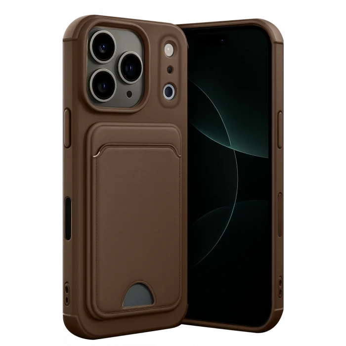 Mey İthalat®   iPhone 17 Pro Max Kelvin Kartvizitli Silikon - Kahverengi