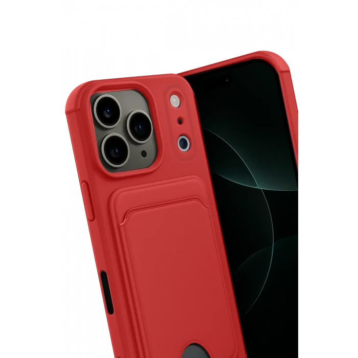 Mey İthalat®   iPhone 17 Pro Max Kelvin Kartvizitli Silikon - Kırmızı