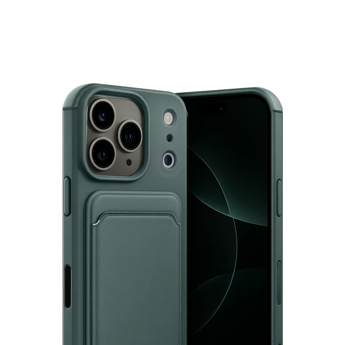 Mey İthalat®   iPhone 17 Pro Max Kelvin Kartvizitli Silikon - Koyu Yeşil
