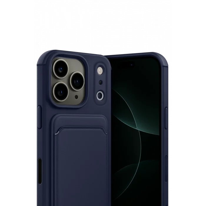 Mey İthalat®   iPhone 17 Pro Max Kelvin Kartvizitli Silikon - Lacivert