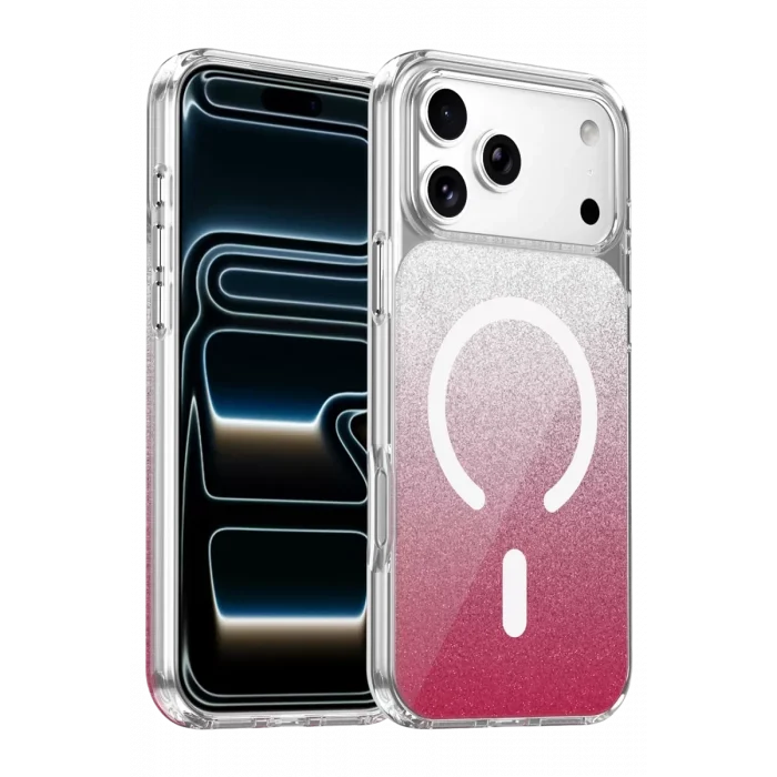 Mey İthalat®   iPhone 17 Pro Max Sora Simli Magsafe Kapak - Kırmızı