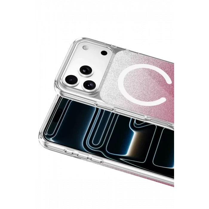 Mey İthalat®   iPhone 17 Pro Max Sora Simli Magsafe Kapak - Kırmızı